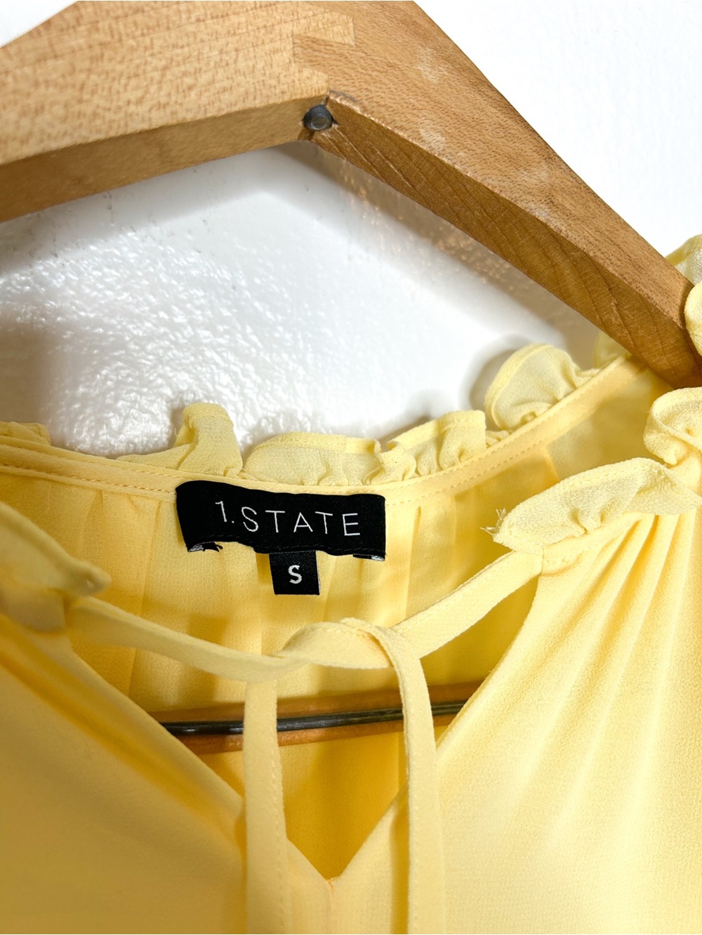 1. State Pale Yellow Ruffle Cold-Shoulder Blouse - Picture 3 of 5